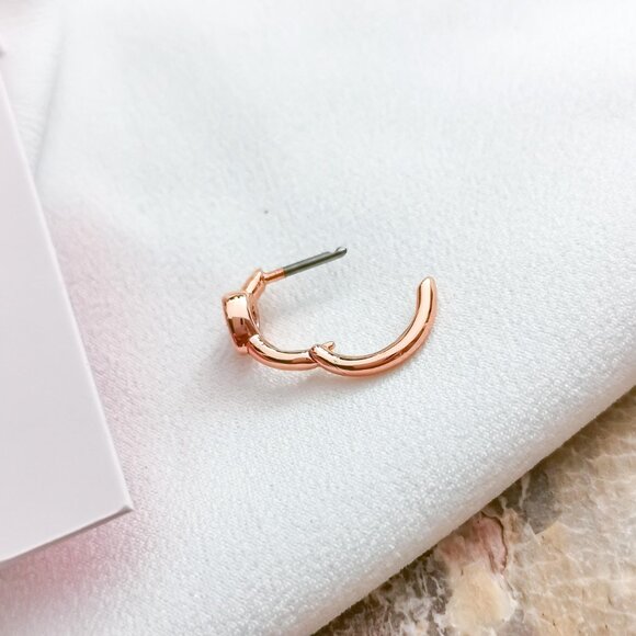 Kate Spade | rose gold Tiny Twinkles Love clear heart huggie earrings - Picture 3 of 3
